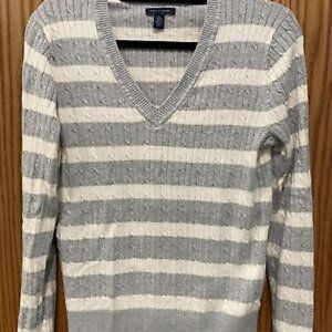 Tommy Hilfiger XL Women's Grey, Ivory Striped Sweater
